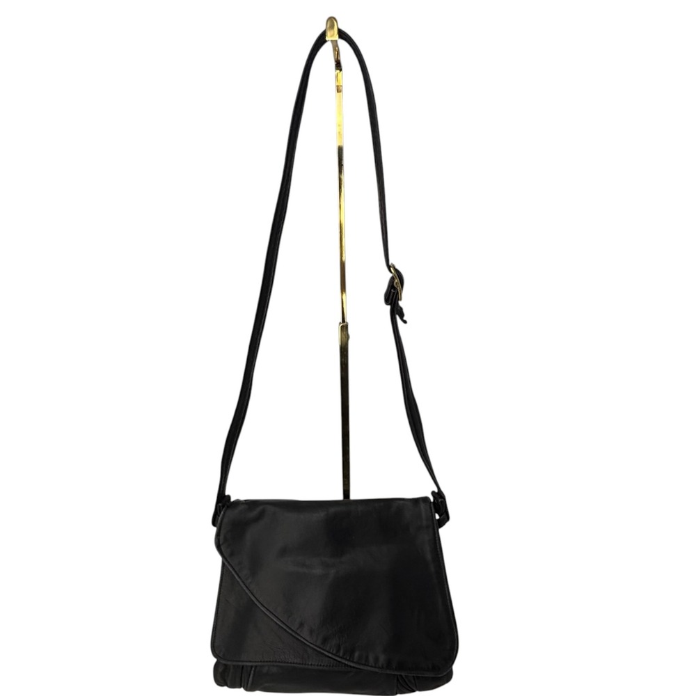 Vintage Victoria Leather Co Tulip Bag Black Leather Crossbody Purse Made in USA